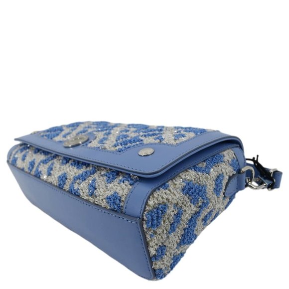 BURBERRY Note TB Small Sequins Yarn Shoulder Bag Blue - Picture 9 of 12